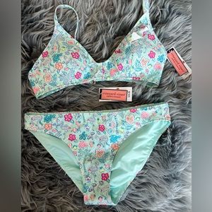 Women’s XS VINEYARD VINES piece bikini beach print teal